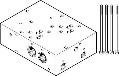 FESTO Tilslutningsplade Tilslutningsplade 2738671 VABP-S1-2V1G-G38-2 0 til 16 bar 1 stk