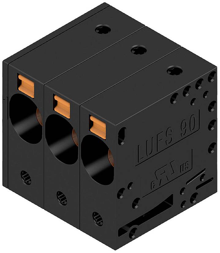 Weidmüller LUFS 10.00/03/90V 5.0SN BK BX Fjederkraftsklemmeblok 16 mm² Poltal 3 Sort 40 stk