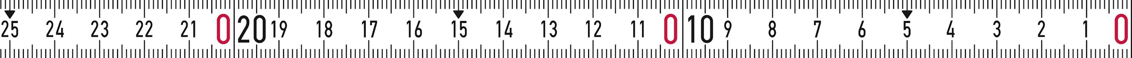 Et målebånd med centimetermarkeringer fra 21 til 31. Tallet '126' er fremhævet med rødt.