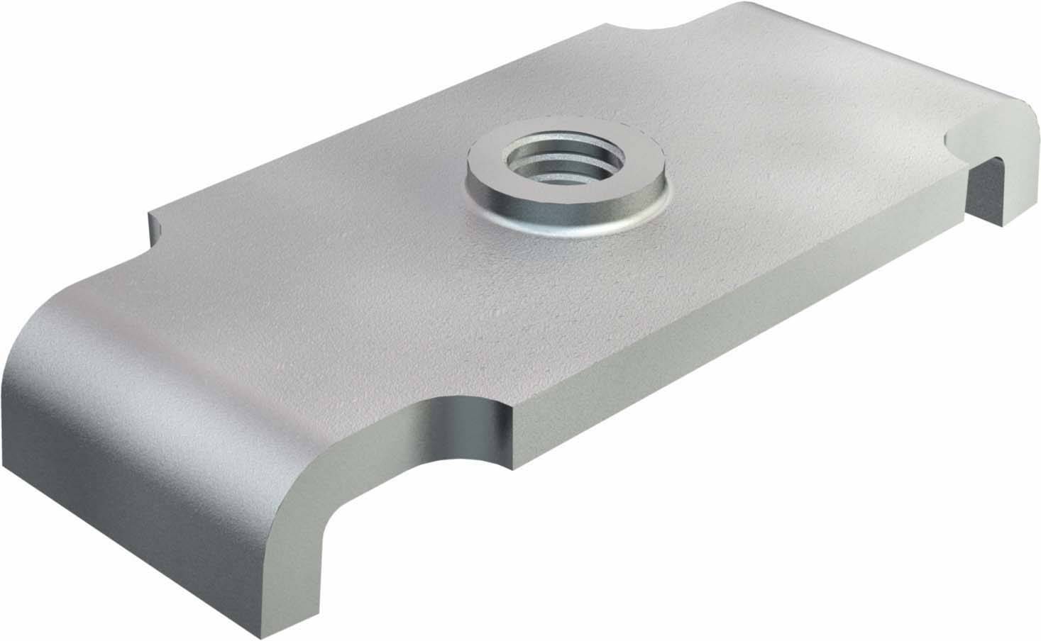 Metalskinner med buet kant og centralt gevind.