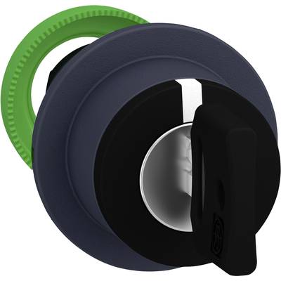 Sort drejekontakt med grøn ring, set fra siden.