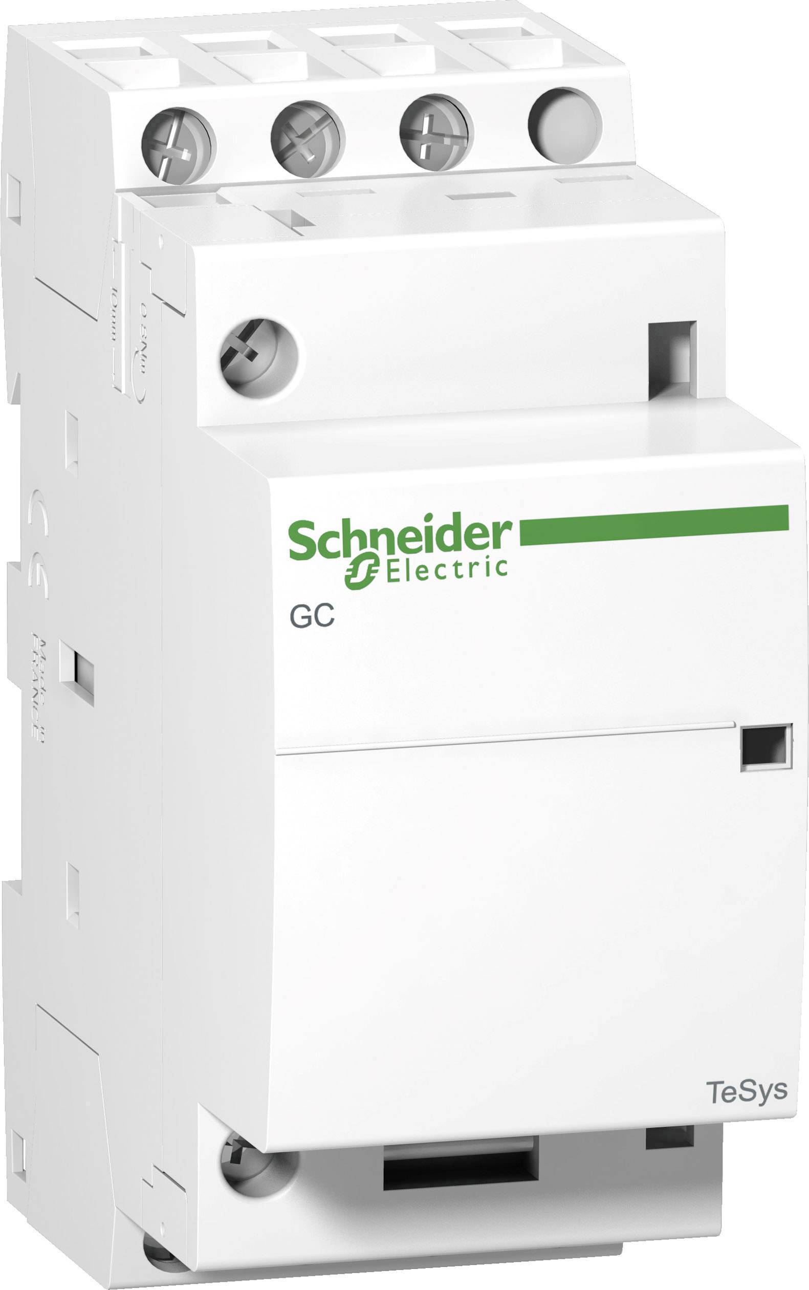 Schneider Electric TeSys GC beskyttelsesafbryder, hvid rektangulær form, egnet til industrielle anvendelser, med flere tilslutningsklemmer.