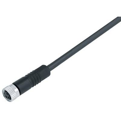 Et sort, rundt kabel med sølvfarvet stik, egnet til elektroniske enheder.