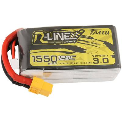 Tattu Modelbyggeri-batteripakke (LiPo) 14.8 V 1550 mAh Celletal: 4 120 C Softcase XT60