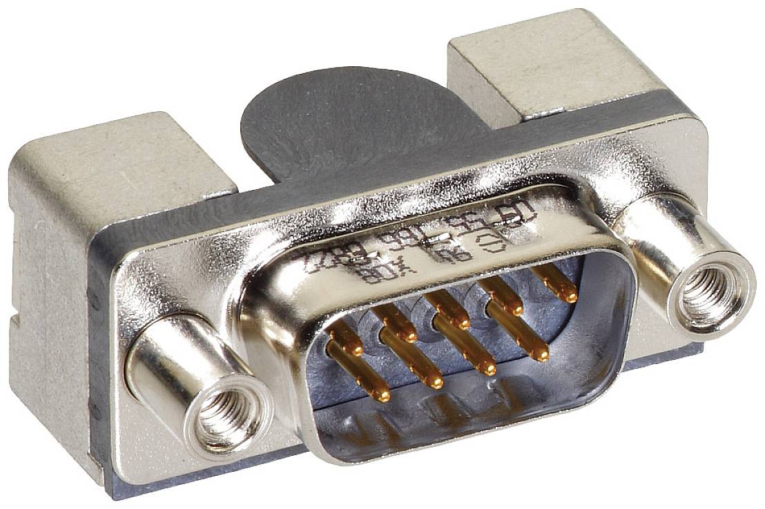 En metallic D-Sub-stik med flere ben og skrueforbindelser til tilslutning af elektroniske enheder.