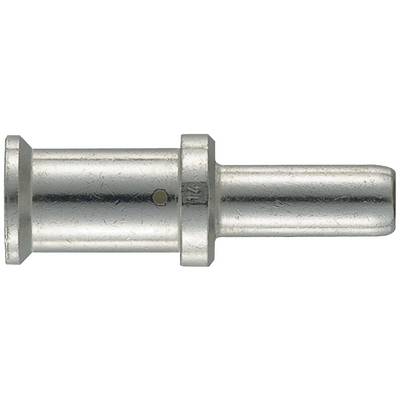 En sølvfarvet metaladapter med cylindrisk form og to fortykkede ender, vist i en vandret vinkel.