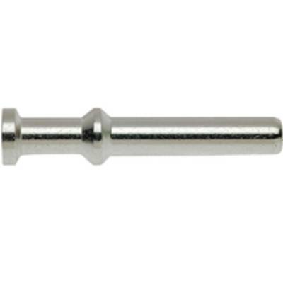Sølvfarvet metalstift, cylinderformet, med et konisk afsnit i midten, på hvid baggrund.
