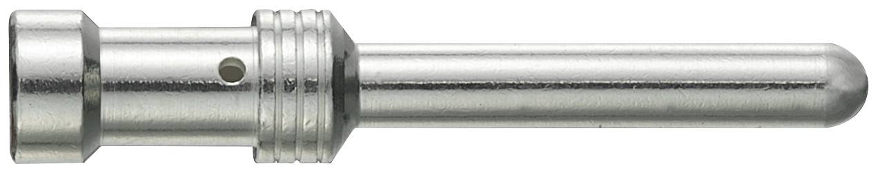 Metalstift med riflet sektion og lille boring, muligvis en del af et større mekanisk system eller værktøj.