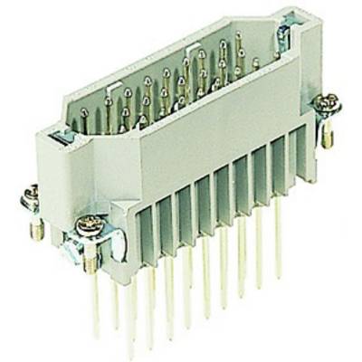 En rektangulær, grå stikforbindelse med flere metalben, egnet til elektroniske forbindelser.