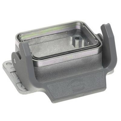 Et rektangulært, metallisk kabinet med en plastramme til industrielle anvendelser, åbent og tomt.