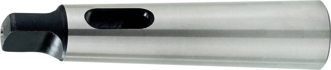 Sølvfarvet cylindrisk metalværktøj med sort endekappe og oval åbning, der ligner en lommelygte eller lommelygtekappe.