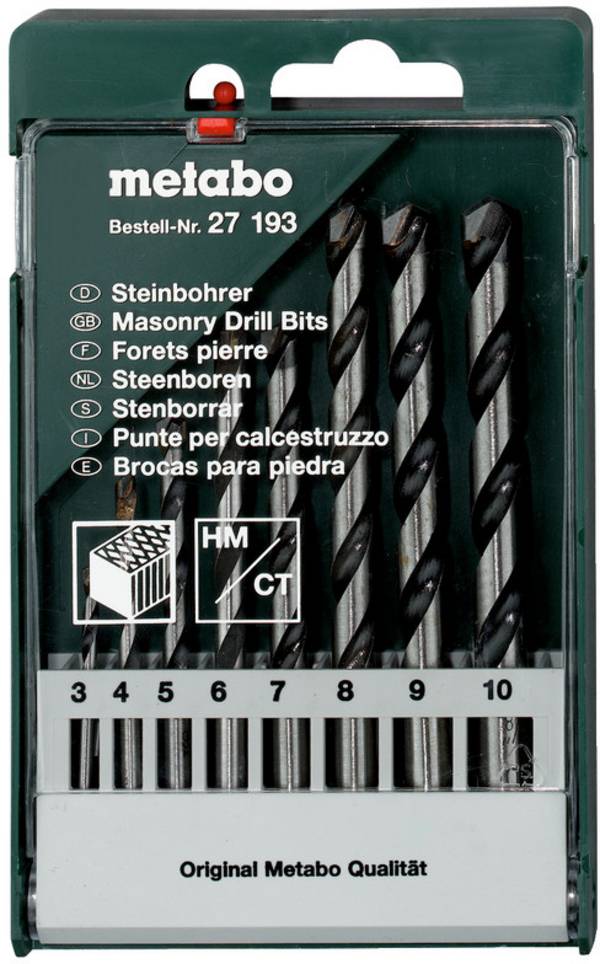 Metabo 627193000 Sten-spiralbor-sæt 8 dele 3 mm, 4 mm, 5 mm, 6 mm, 7 mm, 8 mm, 9 mm, 10 mm Cylinderskaft 1 stk