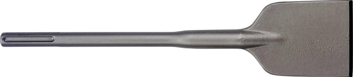 En metalspade-borbit med langt skaft og fladt, padle-formet spids, vist på hvid baggrund.
