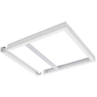 En hvid, firkantet ramme med et åbent design til loftsmontering. Velegnet til lysstofrør eller LED-armaturer.