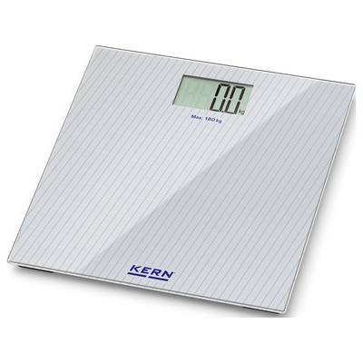 Et digitalt personvægt med et display, der viser '0.0 kg'. Maksimal vægt: 180 kg. Mærke: KERN. Enkelt, moderne design.