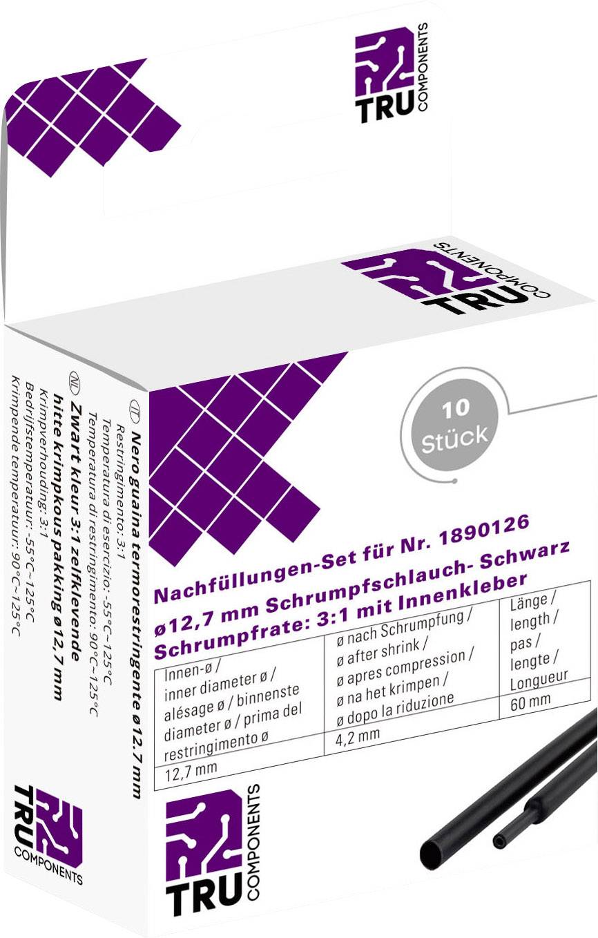 TRU COMPONENTS T1807CA007H Krympeslange med lim Sort 12.70 mm 4.20 mm Krympningshastighed:2:1 10 stk