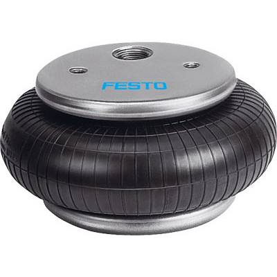 'Festo'. Industriel luftfjedrende membran med metalstudse og gummikrop. Bruges til vibrationsdæmpning og lastoverførsel.