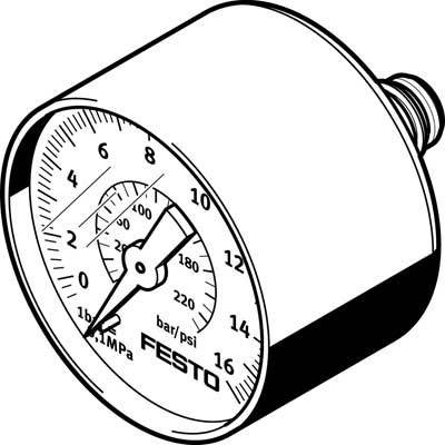 FESTO Manometer 548010 PAGN-40-16-P10 0 til 16 bar 1 stk
