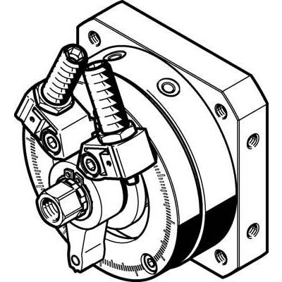Industrikomponent: Teknisk tegning af et mekanisk koblingselement med bolt og flange, set fra siden.