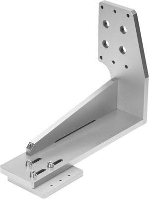 Metalvinkelfæste med flere huller til fastgørelse, viser specifikke boringer og design til tekniske anvendelser.