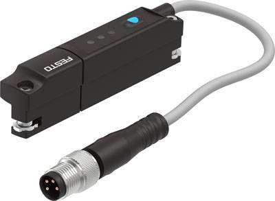 En sort sensorswitch med kabel og stik fra Festo til industrielle applikationer.