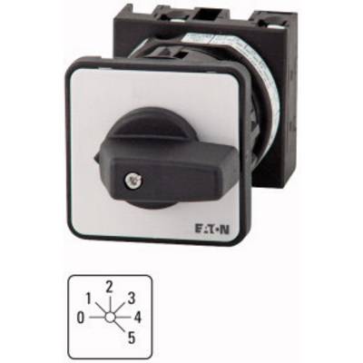 Drejekontakt med fem positioner, fremstillet af EATON. Diagrammet viser kontaktpositioner fra 0 til 5.