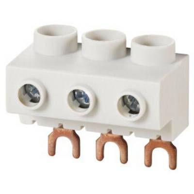 Tre-polet elektrisk klemmeliste med skrueklemmer, egnet til sikker forbindelse af ledninger i elinstallationer.