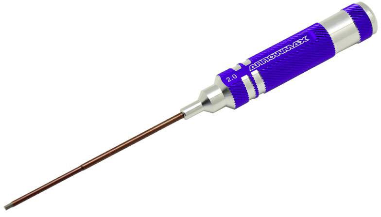 En blå skruetrækker med sølvfarvede detaljer og påskriften 'ARROWMAX 2.0', velegnet til præcise tekniske opgaver.