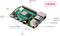 Billede af Raspberry Pi 4 med 2 GB RAM. Mærkater: GPIO-ben, DSI, USB-C, 2x micro-HDMI, CSI, AV-udgang, Gigabit Ethernet, 2x USB 3.0, 2x USB 2.0.