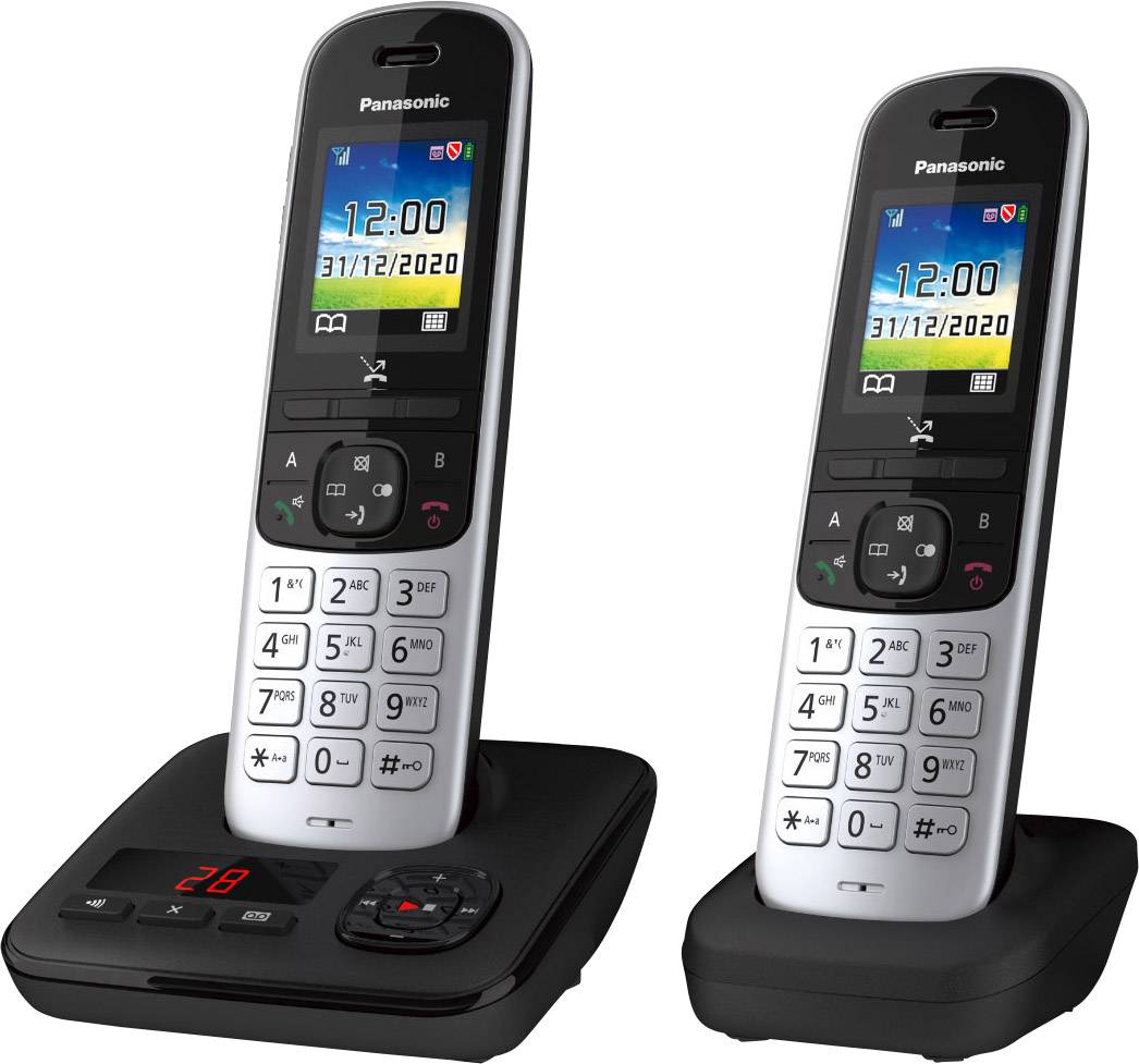 Panasonic KX-TGH722GS DECT Trådløs telefon analog Telefonsvarer, Babyphone Sort, Sølv