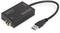 En sort netværksadapter med USB 3.0-stik og SFP-port til fiberoptiske forbindelser, mærke 'DIGITUS'.