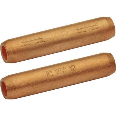 To koblede kobber trykfittings til rørledninger, med størrelsesangivelse 'KL 25 12'.