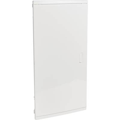 Hvid dør med enkelt design, placeret vertikalt, med en integreret grebsniche på højre side.