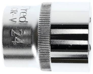 'Krom-vanadium stål topnøgle, 24 mm, cylindrisk form, riflet kant, blank.'