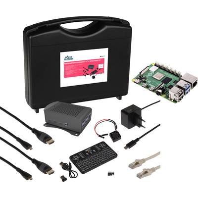 MAKERFACTORY Streaming Set Raspberry Pi® 4 B  8 GB 4 x 1.5 GHz inkl. opbevaringskuffert, inkl. kabinet, inkl. strømforsy