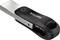 En sort USB-nøgle med sølvfarvet stik fra SanDisk.