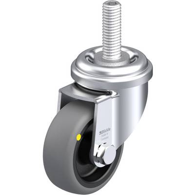 Industriel hjul med grå hjul og gevindstift til fastgørelse, egnet til møbler og apparater. Høj kvalitet, robust design for blød kørsel.