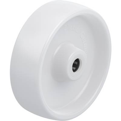 Hvid plastikrulle med en glat, rund overflade, egnet til anvendelser som møbler eller let apparatbevægelse.