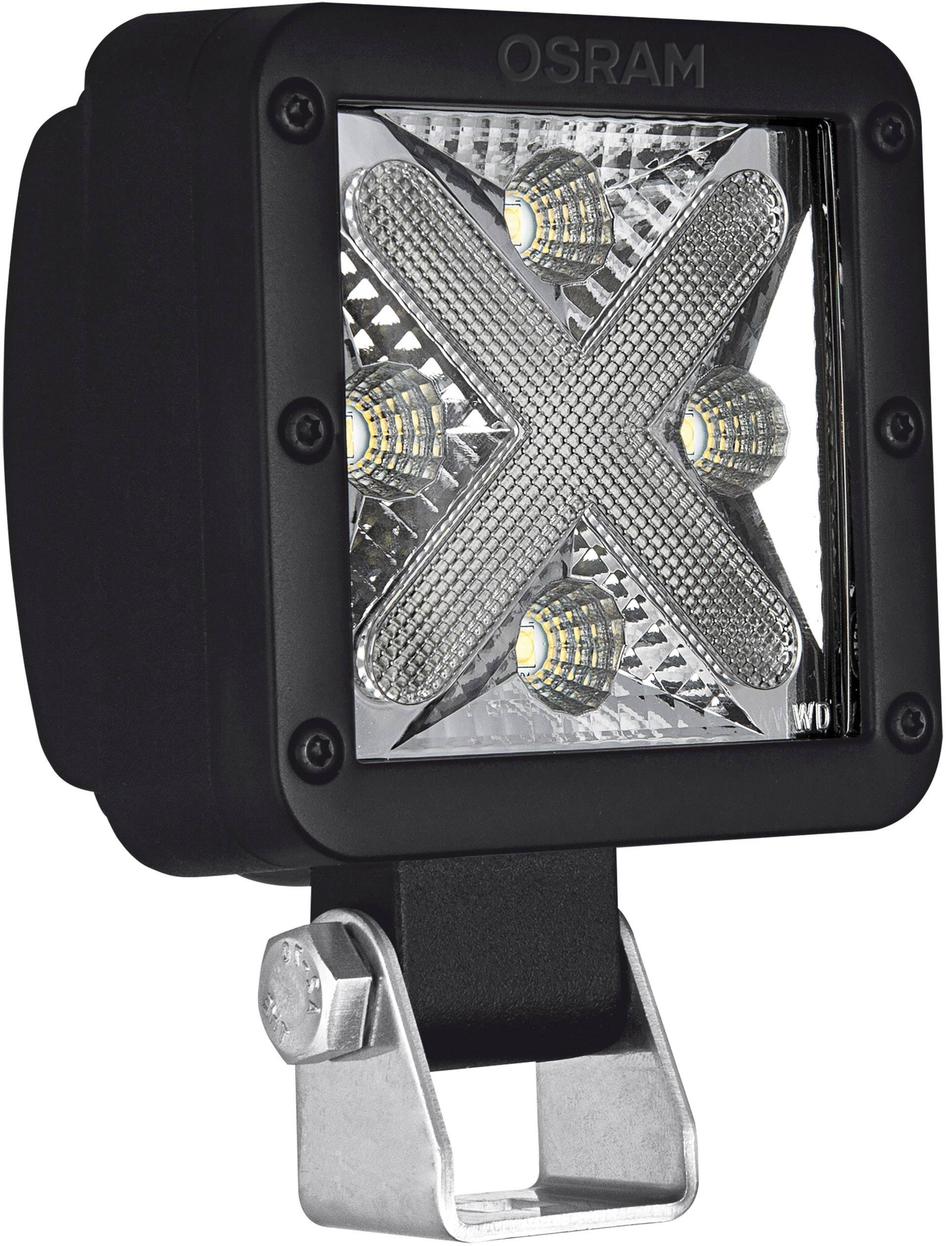 LED-arbejdslampe fra OSRAM med firkantet design og metalbeslag, egnet til brug i køretøjer eller industrien.