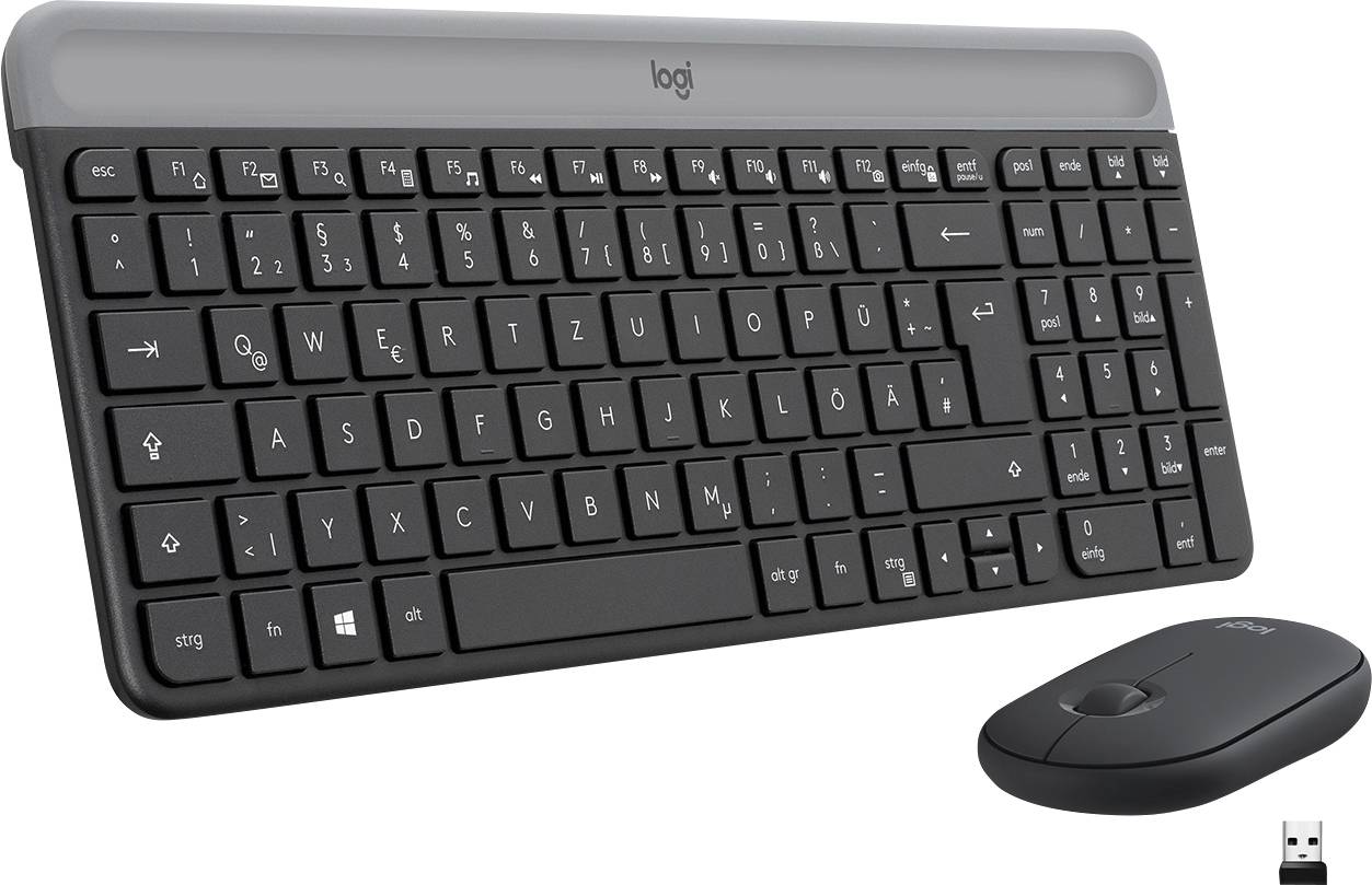 Logitech MK470 Slim Tastatur, musesæt Trådløs Deutsch, QWERTZ Grafit