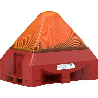 Et rødt, pyramideformet advarselslys med en orange øverste del, som bruges til nødsituationer eller fareadvarsler.
