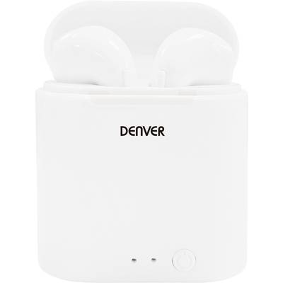 Denver TWE-36   In Ear hovedtelefoner Bluetooth® Stereo Hvid  Ladeetui