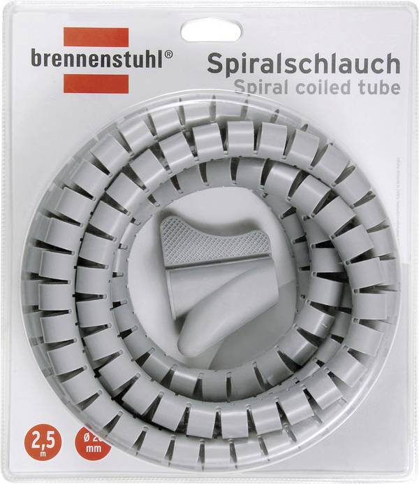 Brennenstuhl  1164360  brennenstuhl Spiral Hose - Kabelschutz - Grau  Spiralslange  20 mm (max)  Lysegrå  1 stk