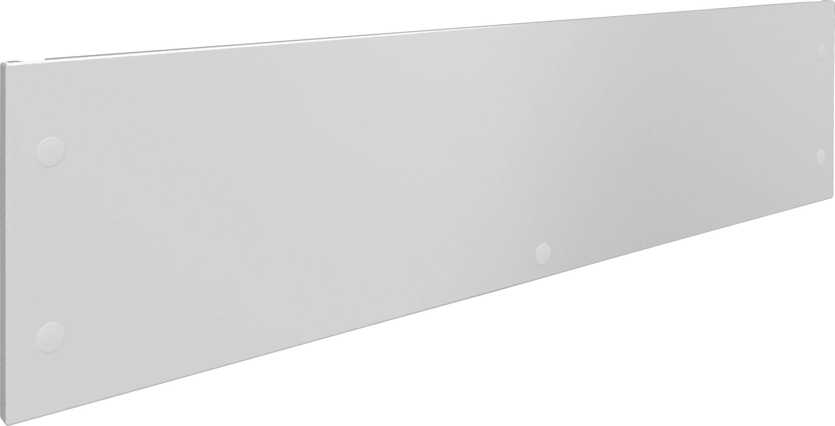 En lang, hvid, rektangulær afdækning med afrundede hjørner, sandsynligvis et køleskabstilbehør eller en del af et inventar.
