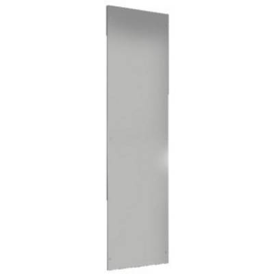 Et rektangulært, metallisk panel med en glat overflade, som er placeret vertikalt.