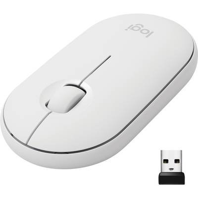 Logitech Pebble M350 WLAN-mus Bluetooth®, Trådløs Optisk Hvid 3 Knapper 1000 dpi Lydsvage taster