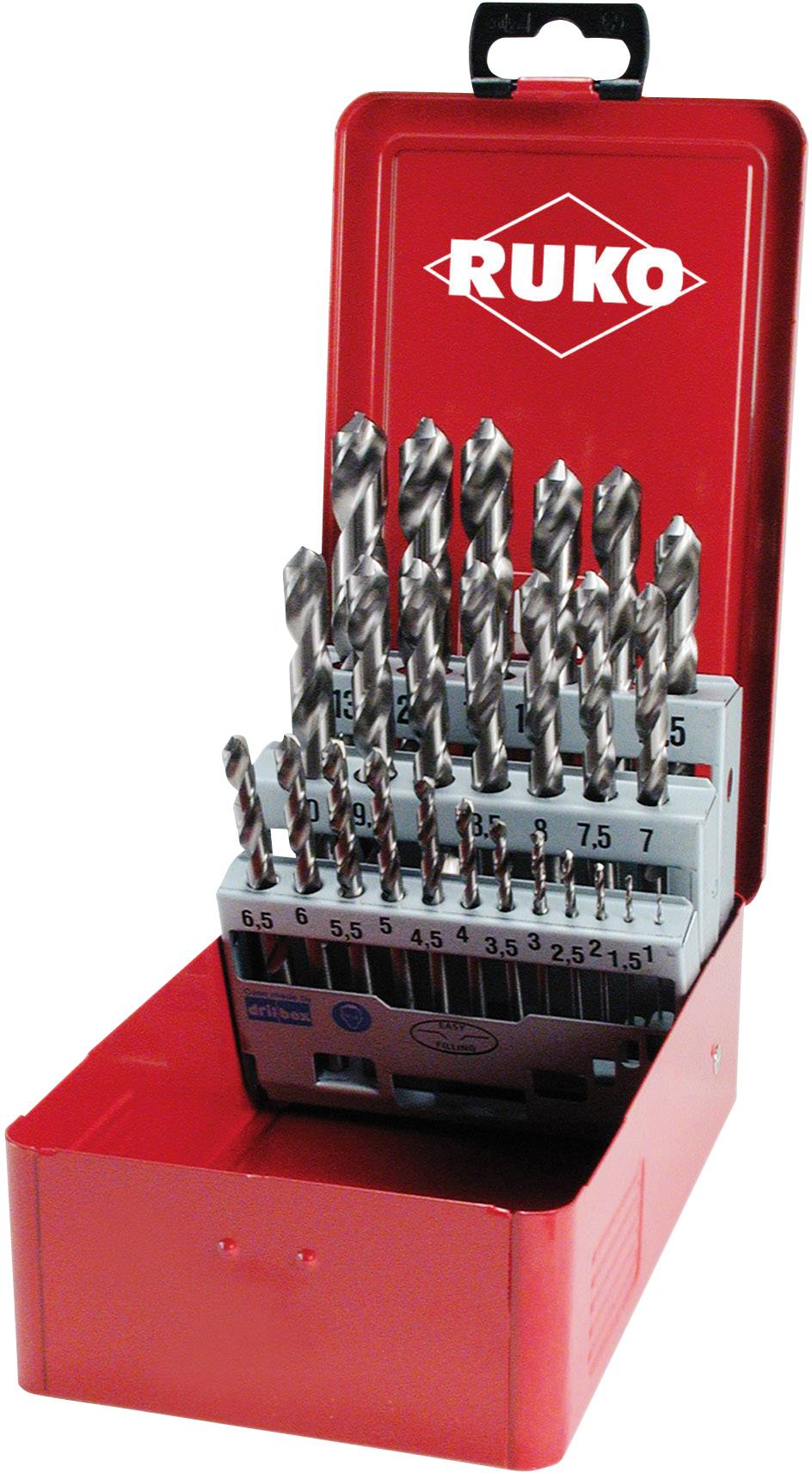 RUKO 214215 HSS-G Metal-spiralbor-sæt 25 dele DIN 338 Cylinderskaft 1 Set