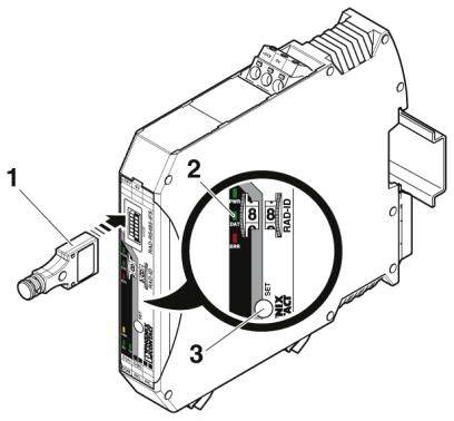 Et diagram viser ledningsføringen og indstillingerne for en elektrisk enhed. Hovedkendetegnene er tilslutningen (1) og drejeomskifterne (2) til indstillinger.