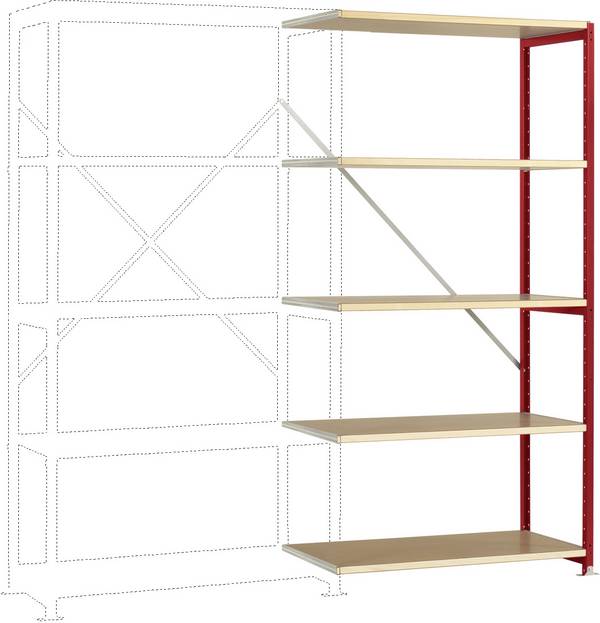 Manuflex RP1114.3003 Stålreol tilbygningsmodul  (B x H x T) 1000 x 2000 x 700 mm    Trægulv