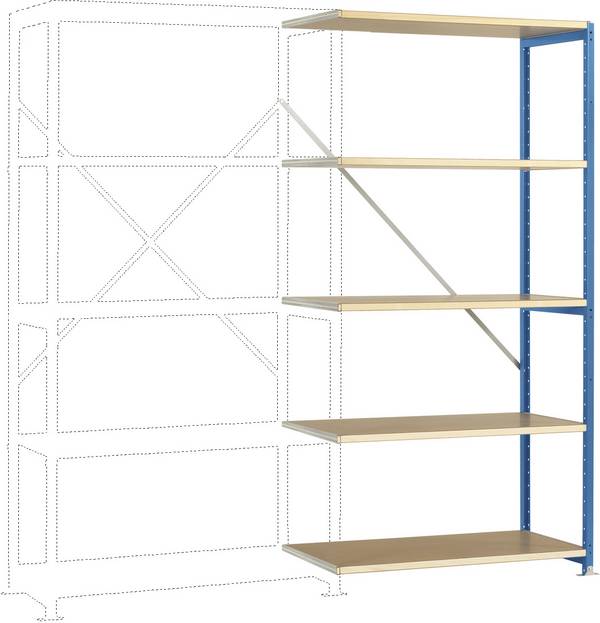 Manuflex RP1114.5007 Stålreol tilbygningsmodul  (B x H x T) 1000 x 2000 x 700 mm    Trægulv